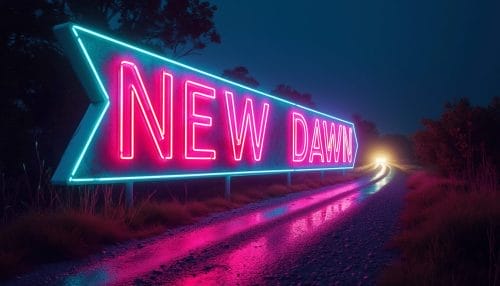 a sign saying NEW Dawn road to detox